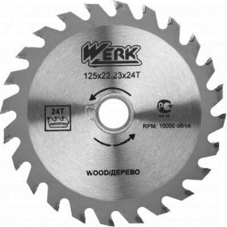 Пильний диск по дереву Werk 125х22.2 мм, 24 зубов (WE109103)