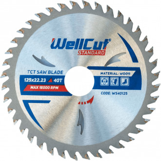 Пильний диск по дереву WellCut Standard 125 х 5.0 х 22.23 мм, 40 зубів (WS40125)