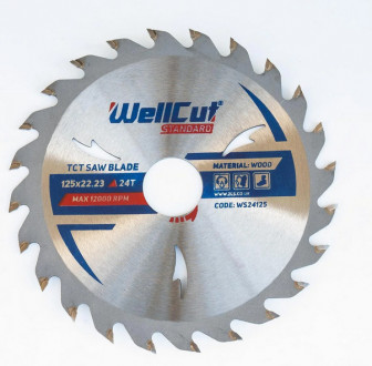 Пильний диск по дереву WellCut Standard 125 х 5.0 х 22.23 мм, 24 зуба (WS24125) 