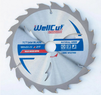 Пильний диск по дереву WellCut Standard 180 х 5.0 х 22.23 мм, 21 зуб (WS21180) 