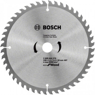 Пильный диск по дереву Bosch 190х20/16 мм 48 зубов Eco WO (2608644378)