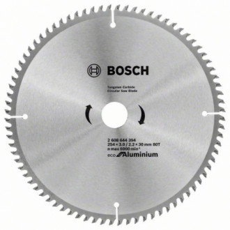 Пильний дискдиск по алюмінію Bosch 254х30 мм 80 зубов Eco for Aluminium (2608644394)