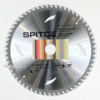 Пильный диск по дереву 250x30/32 мм 60 зубов Spitce (22-958)