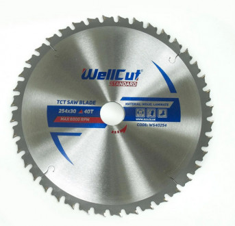 Пильний диск по дереву 254x30 мм 40 зубів WellCut Standard (WS40254)