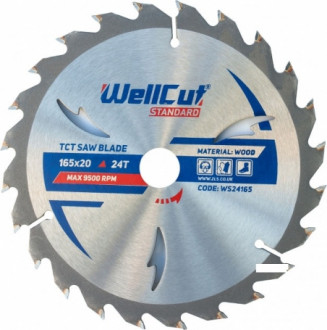 Пильний диск по дереву 165x20 мм 24 зуба WellCut Standard (WS24165)