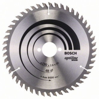Пильний диск по дереву Bosch 190х30 мм 48 зубів Optiline Wood (2608640617)