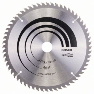Пильний диск по дереву Bosch 254х30 мм 60 зубів Optiline Wood (2608640444)