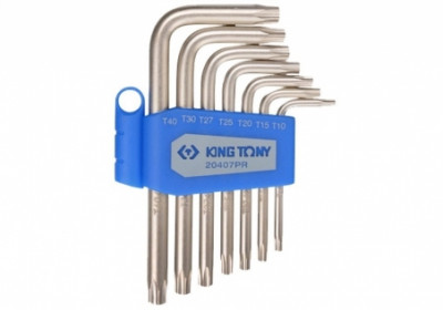Набор ключей шестигранных Г-образных KING TONY TORX T10-T40 7 шт. (20407PR)