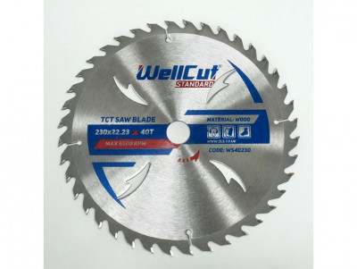 Пильний диск по дереву WellCut Standard 230 х 5.0 х 22.23 мм, 40 зубів (WS40230)